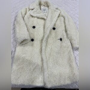 Abercrombie & Fitch Cream Faux Fur Jacket